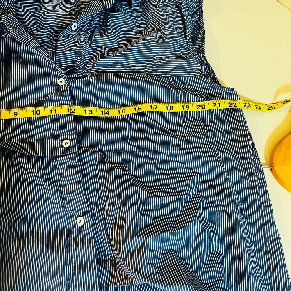 Zara Striped Button Up Cap Sleeve Midi Dress Size M Medium Blue - Picture 6 of 8